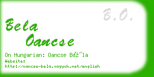 bela oancse business card